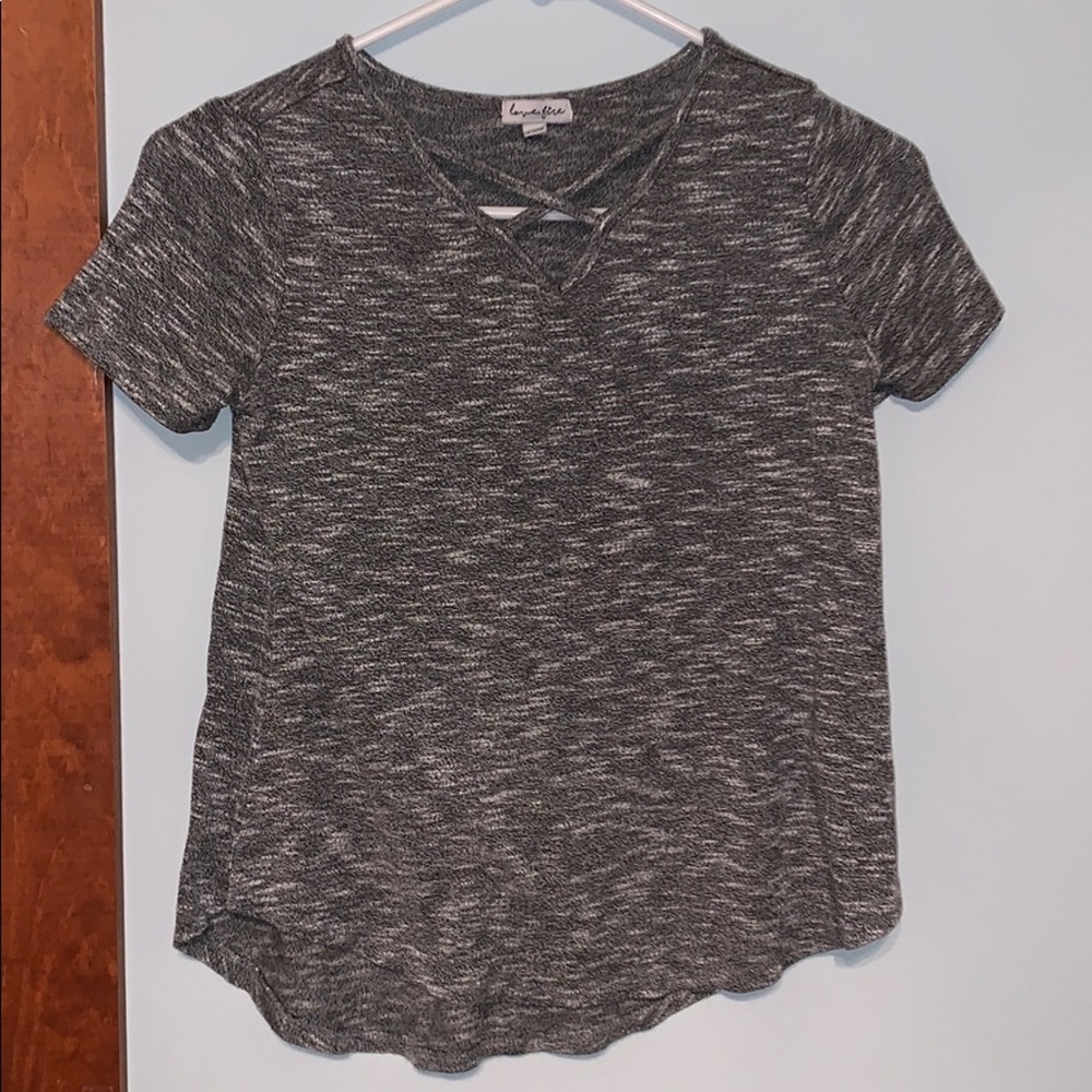 Gray v-neck flowey top